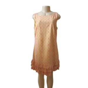 Lilly Pulitzer Yellow & Pink Cotton Sleeveless Rosemary Dress w Ruffled Hem Size